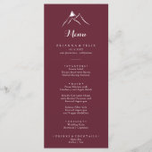 Bordeaux Wit Silhouet Mountain Dinner Menu (Voorkant)