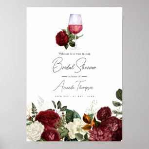 Bordeaux & Witte Bloemige Wijnproeverij Bruidsdouc Poster