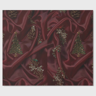 Bordeaux Zijde-Uitzicht Diamant Cadeaupapier