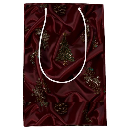 Bordeaux Zijde-Uitzicht Diamant Medium Cadeauzakje (Voorkant)