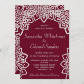 Bordeaux Zilver Glitter Elegante Trouw Uitnodiging (Voorkant / Achterkant)