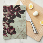 bordeauxbloem theedoek (Quarter Fold)