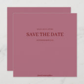 Bordeauxkleurige moderne minimalistische trouwkaar save the date (Voorkant / Achterkant)