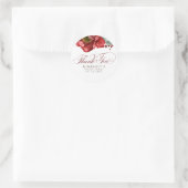 Bordeauxrode bloemige bruidsbruiloft dank je wel ronde sticker (Tas)