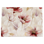 Bordeauxrode Crème Bloemrijke Bruiloft Feest Groot Cadeauzakje (Voorkant)