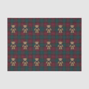 Bordeauxrode en groene teddy tartan tissue paper tissuepapier