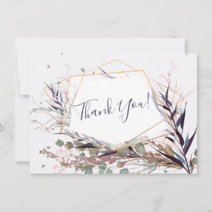 Bordeauxrode en Roze Wilde Bloemen Bedankkaart