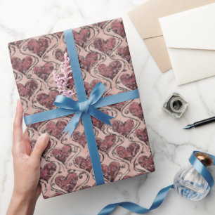 Bordeauxrode liefdesharten cadeaupapier
