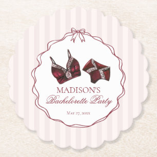 Bordeauxrode lingerie vrijgezellenfeest ondergoedf kartonnen onderzetters
