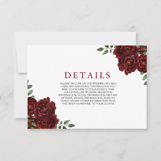 Bordeauxrode Roos Romantische Trouwensluitingskaar RSVP Kaartje (Voorkant)
