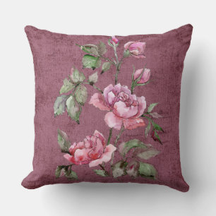 Bordeauxrode suède bloemenkussen kussen