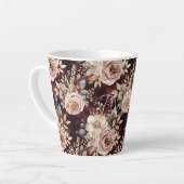 Bordeauxrood blozend bloem bruiloft latte mok (Linkerhoek)