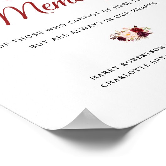 bordeauxrood en blozend blozend huwelijksjubileum poster (Hoek)