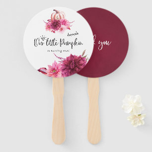 Bordeauxrood en Blush Herfst Pompoen Verjaardag Handwaaier