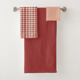 Bordeauxrood en perzik bad handdoek