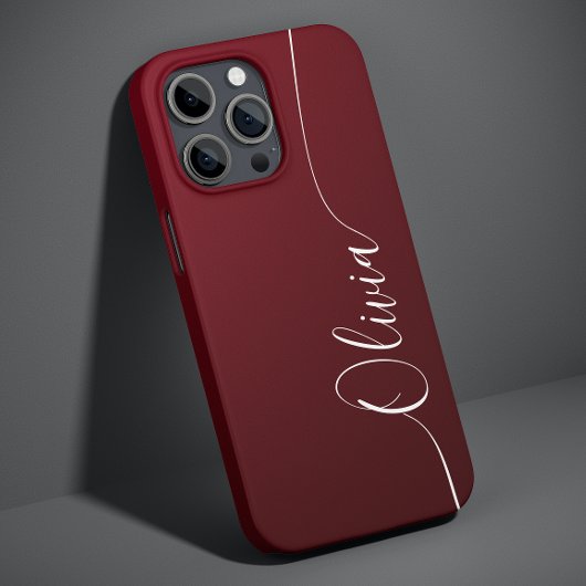 Bordeauxrood Glans Elegante Kalligrafie Script Naa Case-Mate iPhone Case