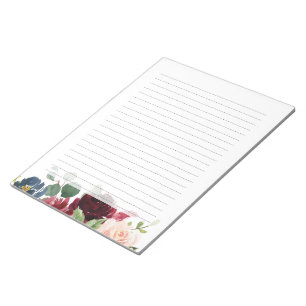 Bordeauxrood Marine Roze Bloemenprint Notitieblok