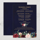 Bordeauxrood Navy Bloem Rustieke Boho Waaiereinde Programma (Voorkant / Achterkant)