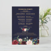 Bordeauxrood Navy Bloem Rustieke Boho Waaiereinde Programma (Staand voorkant)