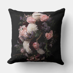  bordeauxrood romig bloemig Sierkussen