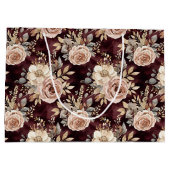 Bordeauxrood Roze Bloemige Bruiloftsdouche Groot Cadeauzakje (Achterkant)