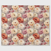 Bordeauxroom lente bloemen bruiloftsborrel cadeaupapier (Vlak)