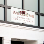 Bordeauxroze Bloemige Gouden Sweet !6 Welkomstbord Spandoek (Buitenkant Gebouw)