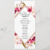 Bordeauxroze roze gouden trouwceremonieprogramma programma (Achterkant)