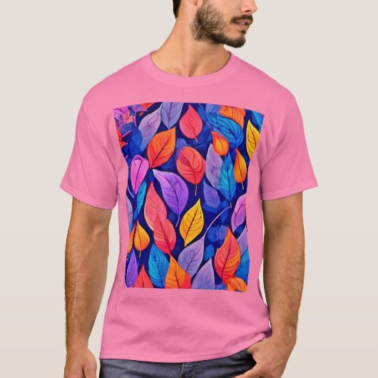 Bordeelstijl: Vibrant Leaf Patterns T-shirt (Voorkant)