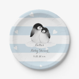 Borden met blauw pinguïn papier papieren bordje