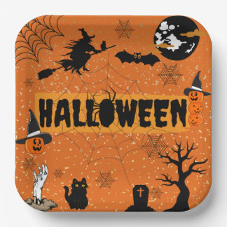 Borden MET EEN HALLOWEEN(ORANJE) PAPIER Papieren Bordje
