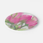 Borden met roze tulppapier papieren bordje (Gekanteld)