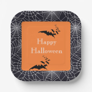 Borden-spinbanden met halloween-papier papieren bordje