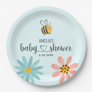 Borden van Baby shower van honingbijen en bloemen Papieren Bordje