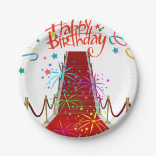 Borden van Birthday Paper, rood tapijt Papieren Bordje