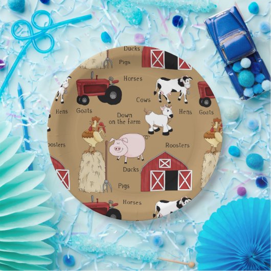 Borden van Boerderij van het land Papieren Bordje (Feest)