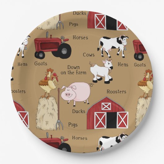 Borden van Boerderij van het land Papieren Bordje (Voorkant)