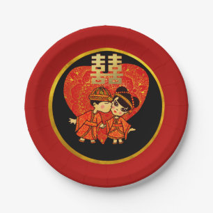 Borden van de Chinese bruiloft Papieren Bordje