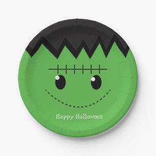 Borden van de groene Frankenstein Halloween Birthd Papieren Bordje