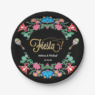 Borden van de Mexicaanse Fiesta Floral Party Papieren Bordje