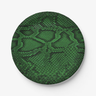 borden van de partij met donkergroen snakeskin-pat papieren bordje