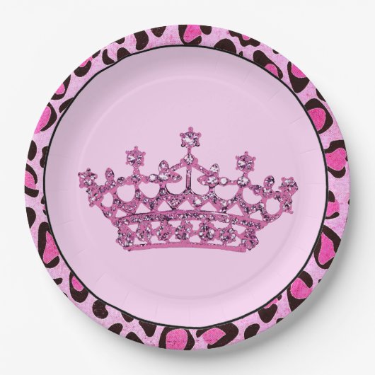 Borden van de partij Pink Tiara Papieren Bordje (Voorkant)