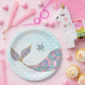 Borden van glitter Mermaid-staart onder het zee Papieren Bordje (Feest)
