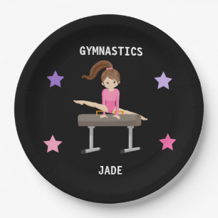 Borden VAN GYMNASTICS PARTIJEN VOOR GIRLEN DIE WOR Papieren Bordje
