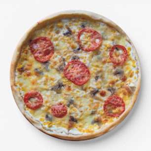 Borden van kaas Pizza Party Papieren Bordje