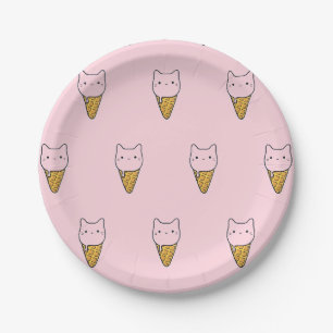 Borden van katten met ijskruid papieren bordje