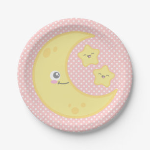 Borden van Kawaii Moon en Stars Paper Papieren Bordje
