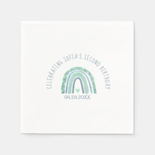 Borden van mint-groen en blauw toonboho-regenboogp servet