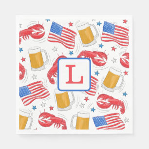 Borden van Monogram Lobster Beer Flag Star Paper Servet