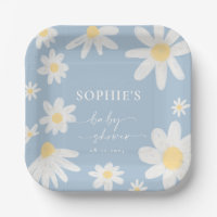 Borden van mosterd blauw Boho Daisy Flower Paper